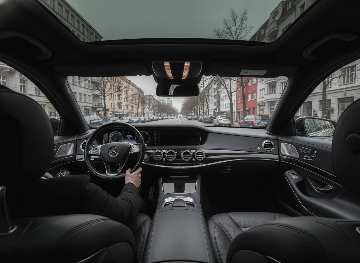 Blick aus dem Fond einer Premium-Limousine auf Berliner Stadtstraße