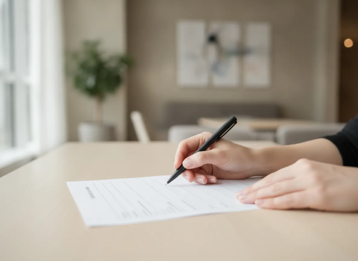 Hands filling out an enquiry form for a Berlin chauffeur service