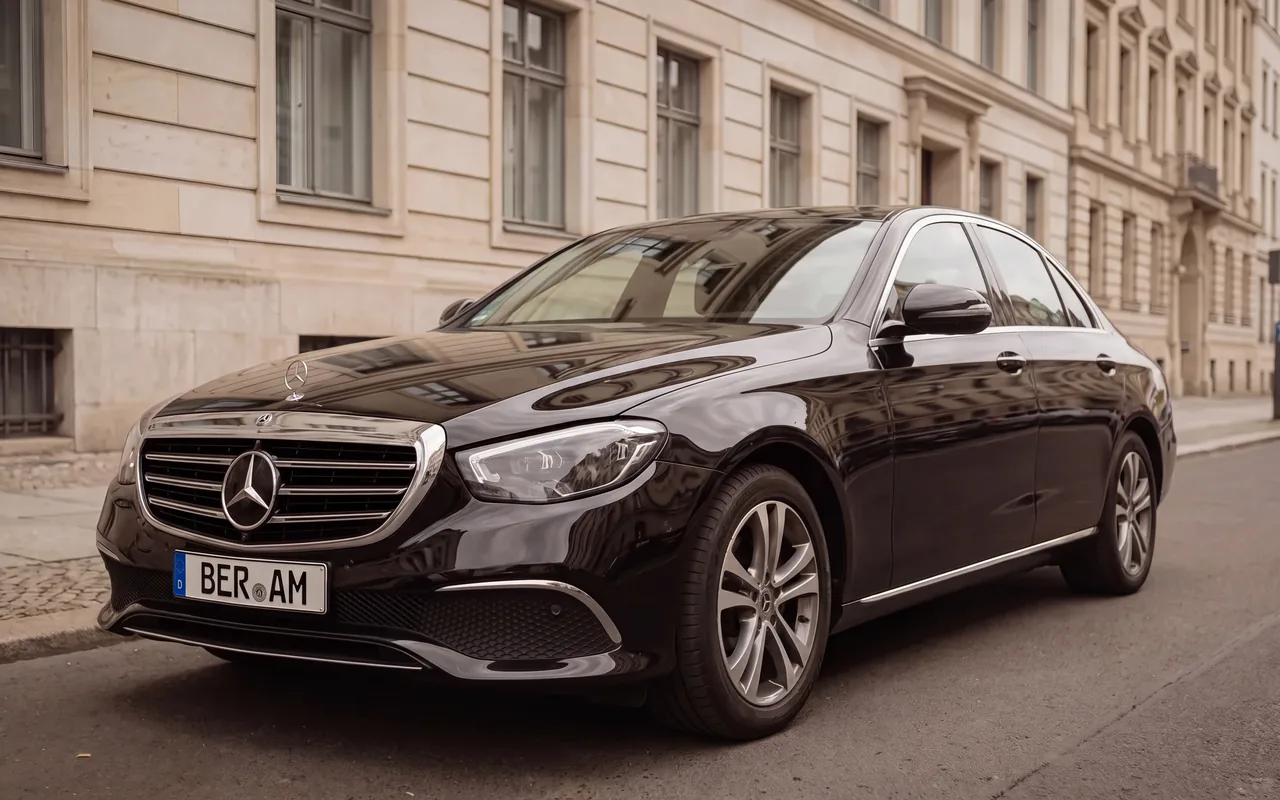 Schwarze Mercedes E-Klasse auf einer Berliner Straße